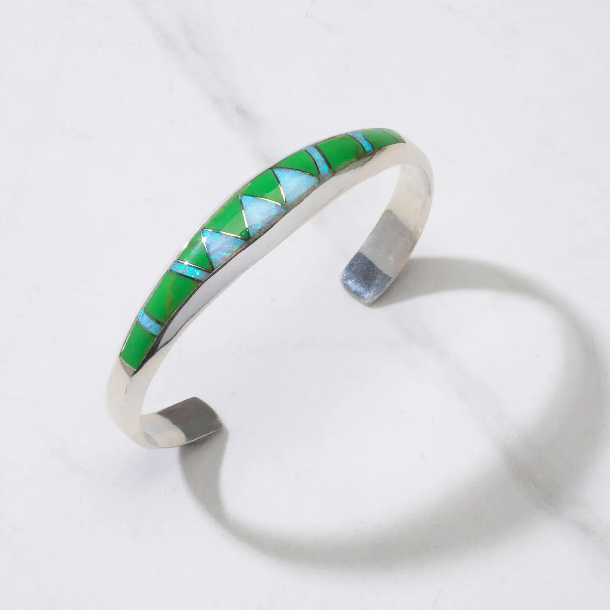 Gaspeite & Opal Usa Handmade 925 Sterling Silver Cuff 1