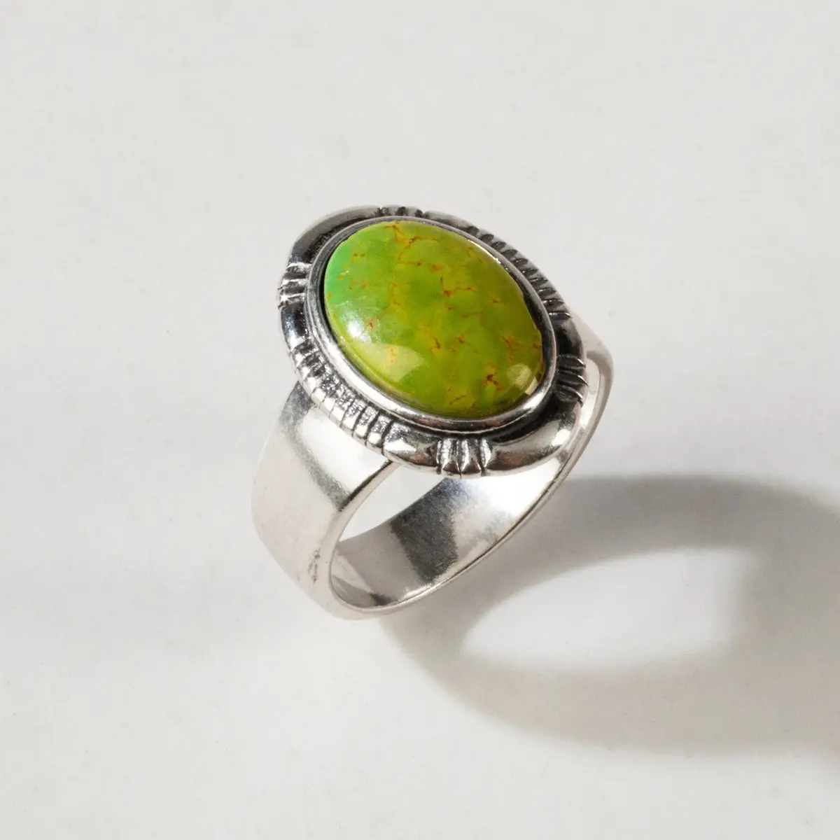 Green Kingman Turquoise 925 Sterling Silver Ring Usa Handmade 1