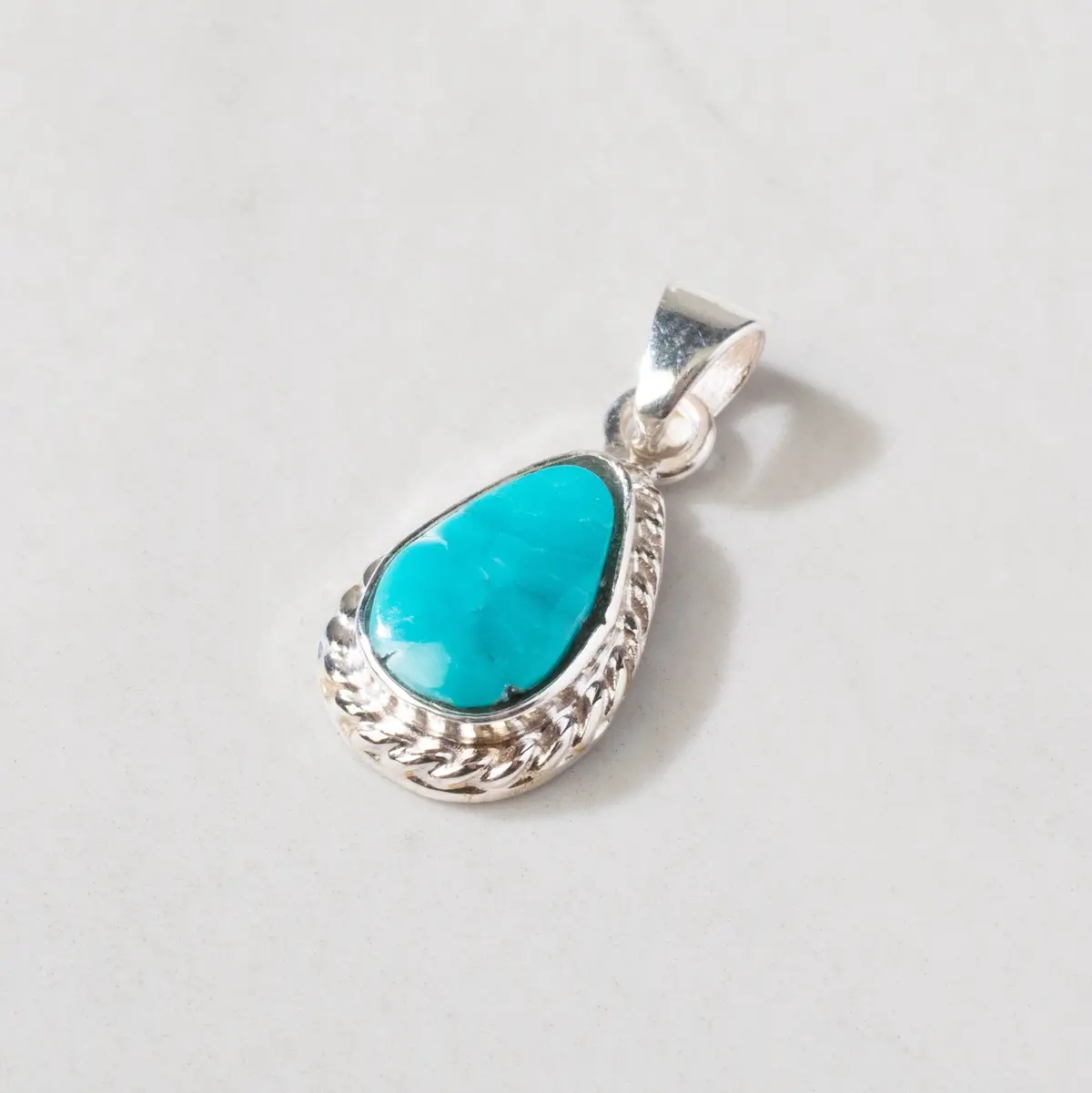 Kingman Turquoise Usa Handmade 925 Sterling Silver Pendant 1