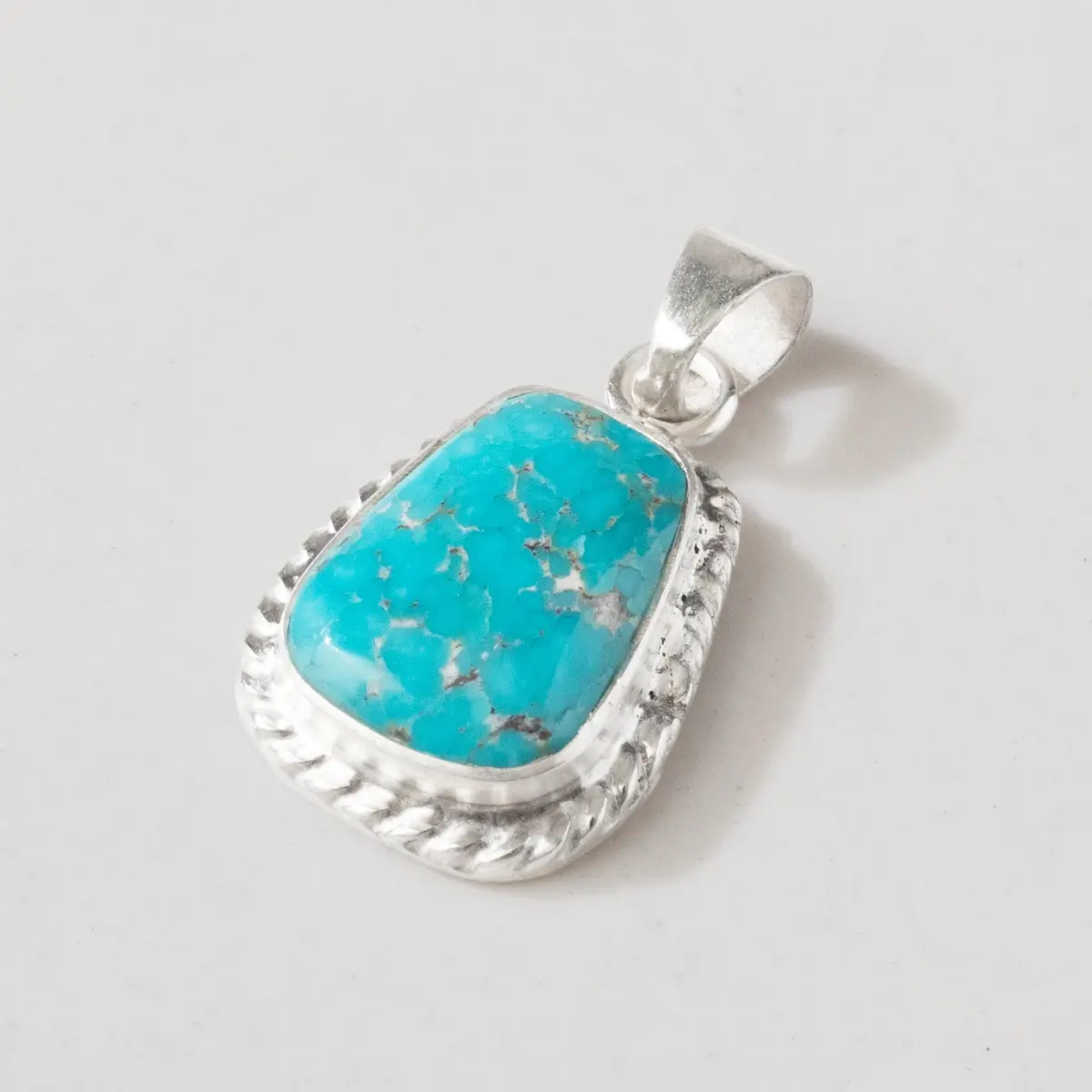 Kingman Turquoise Usa Handmade 925 Sterling Silver Pendant 1