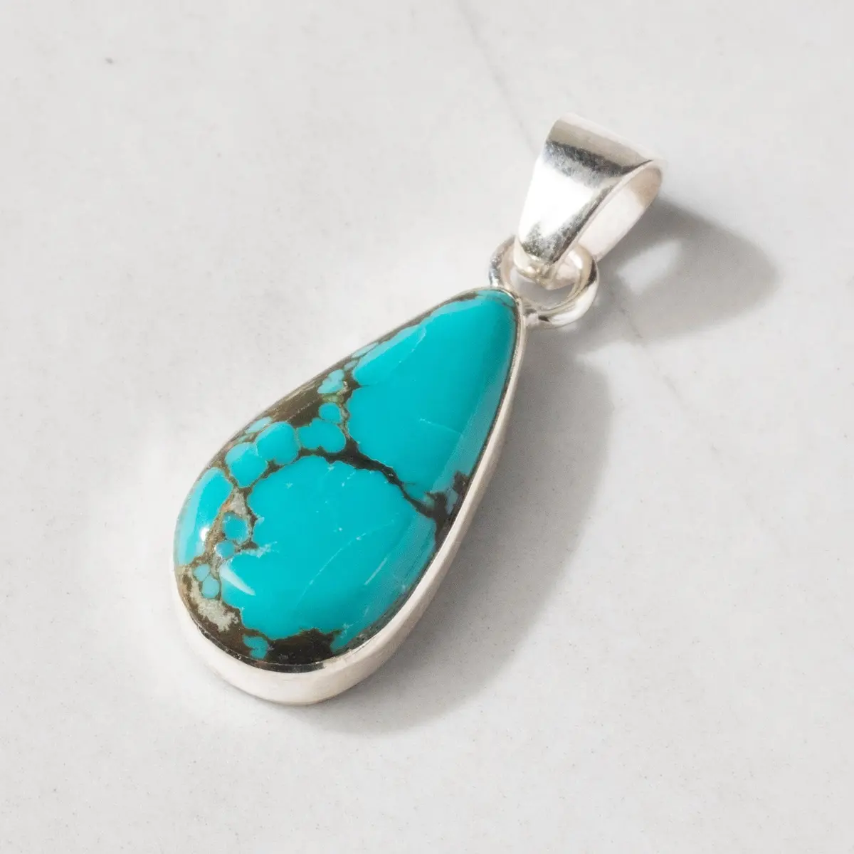 Kingman Turquoise Usa Handmade 925 Sterling Silver Pendant 1