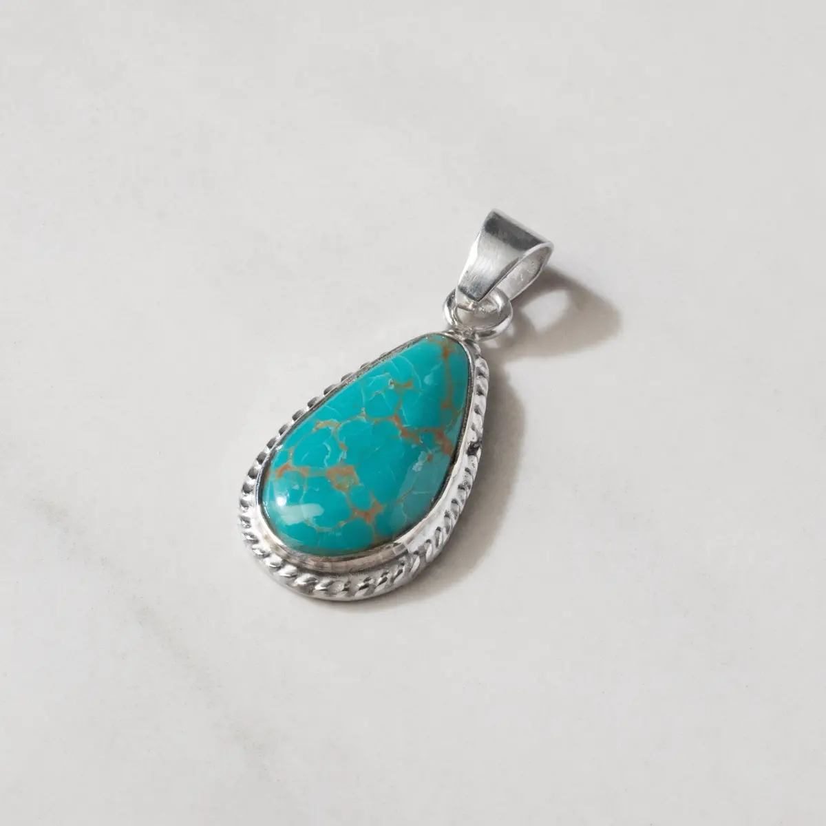 Kingman Turquoise Usa Handmade 925 Sterling Silver Pendant 1