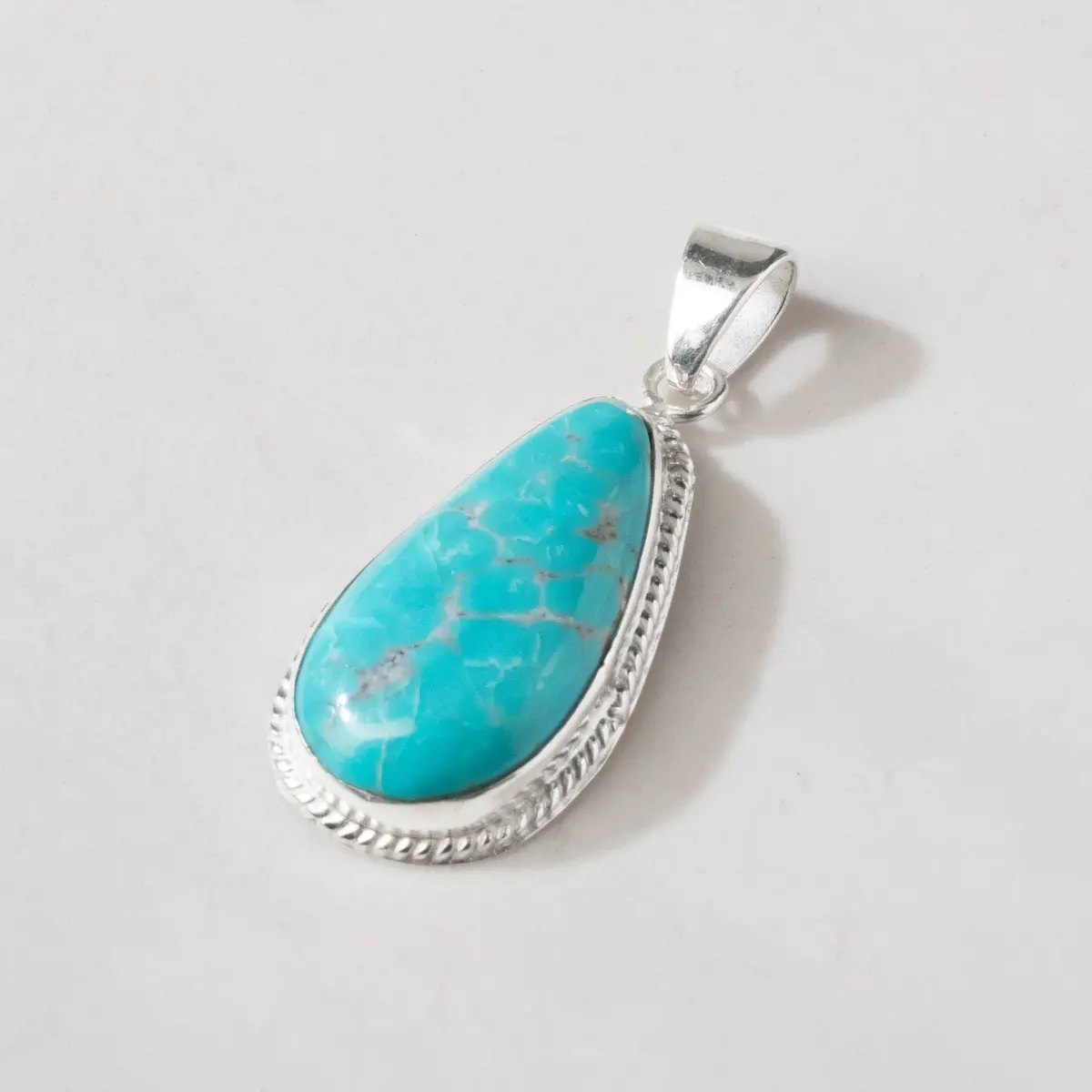 Kingman Turquoise Usa Handmade 925 Sterling Silver Pendant 1
