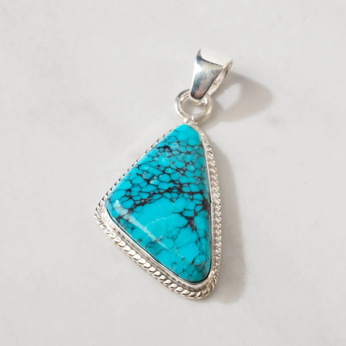 Kingman Turquoise Usa Handmade 925 Sterling Silver Pendant 1