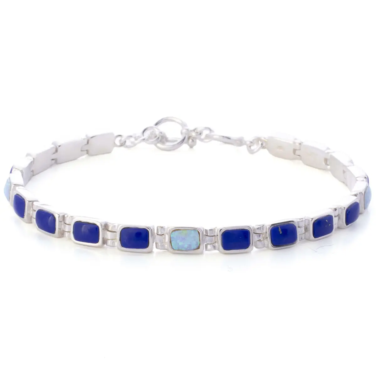 Lapis 925 Sterling Silver Bracelet Usa Handmade With Opal Accent 1