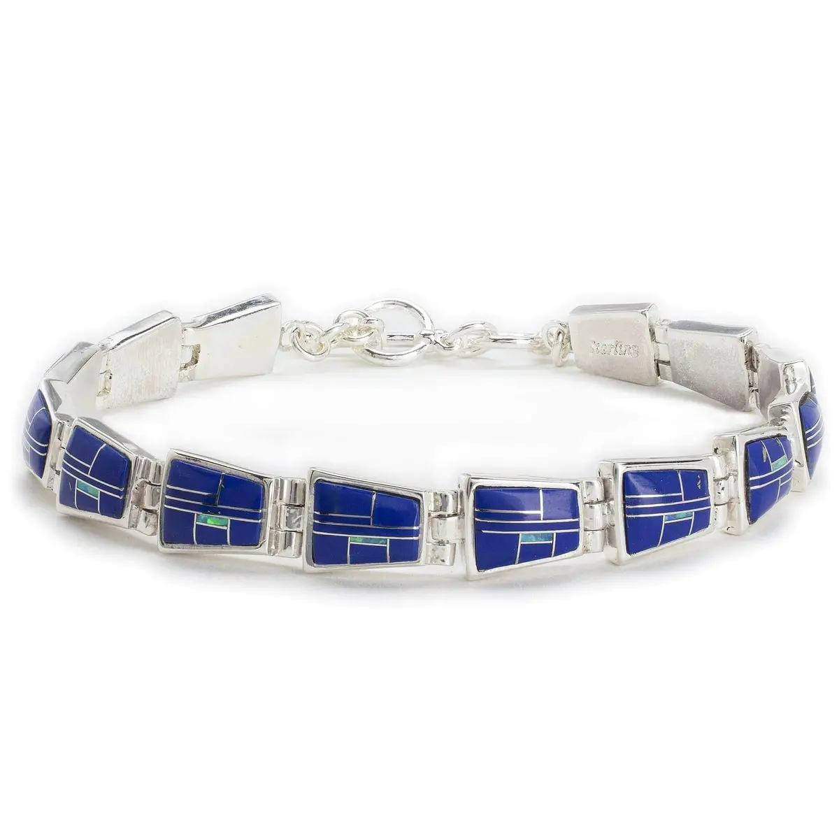 Lapis 925 Sterling Silver Bracelet Usa Handmade With Opal Accent 1
