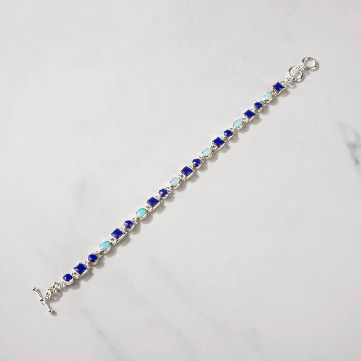 Lapis 925 Sterling Silver Bracelet Usa Handmade With Opal Accent 1