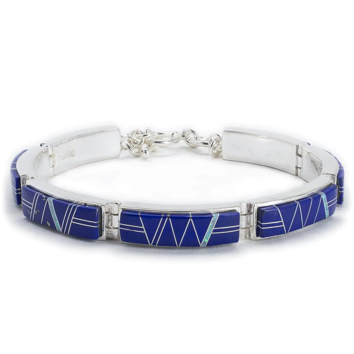 Lapis 925 Sterling Silver Bracelet Usa Handmade With Opal Accent 1