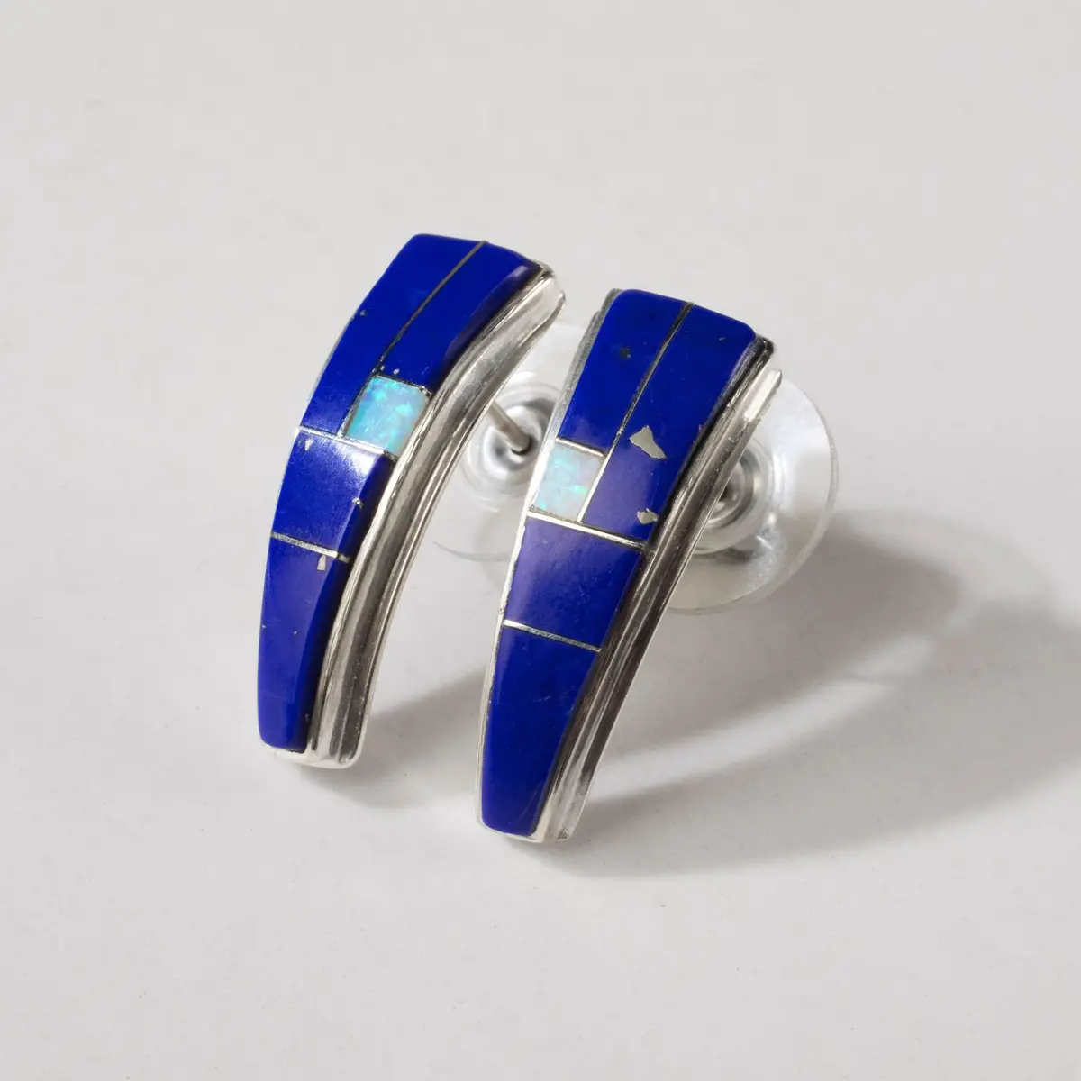 Lapis 925 Sterling Silver Usa Handmade Earring With Stud Backing 1