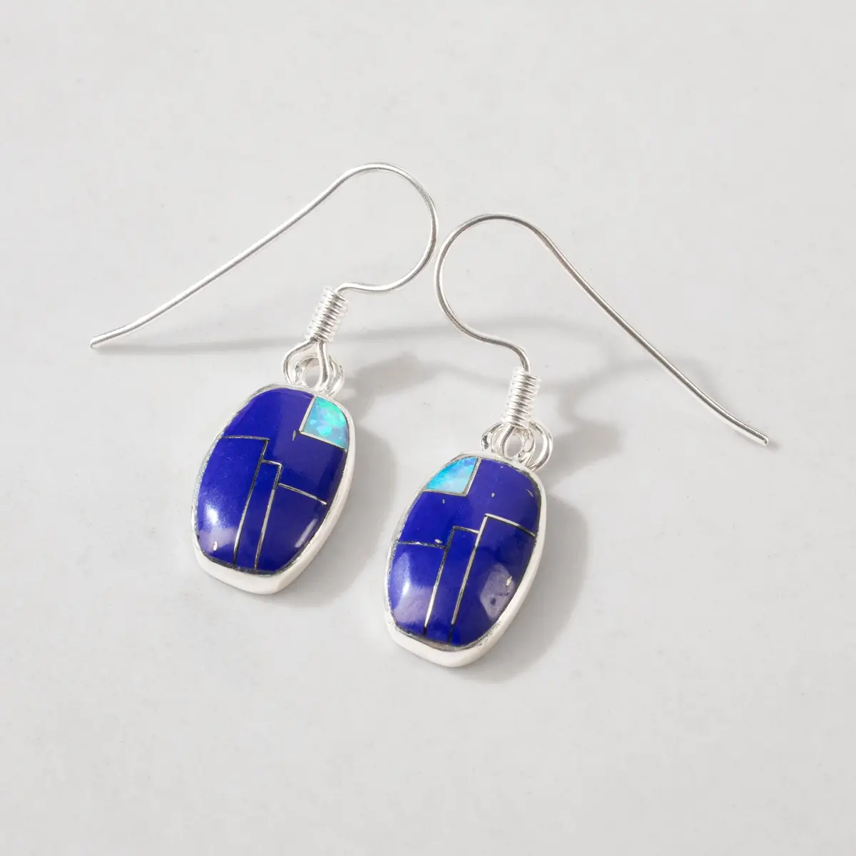 Lapis 925 Sterling Silver Usa Handmade Earrings With French Hook Backing 1