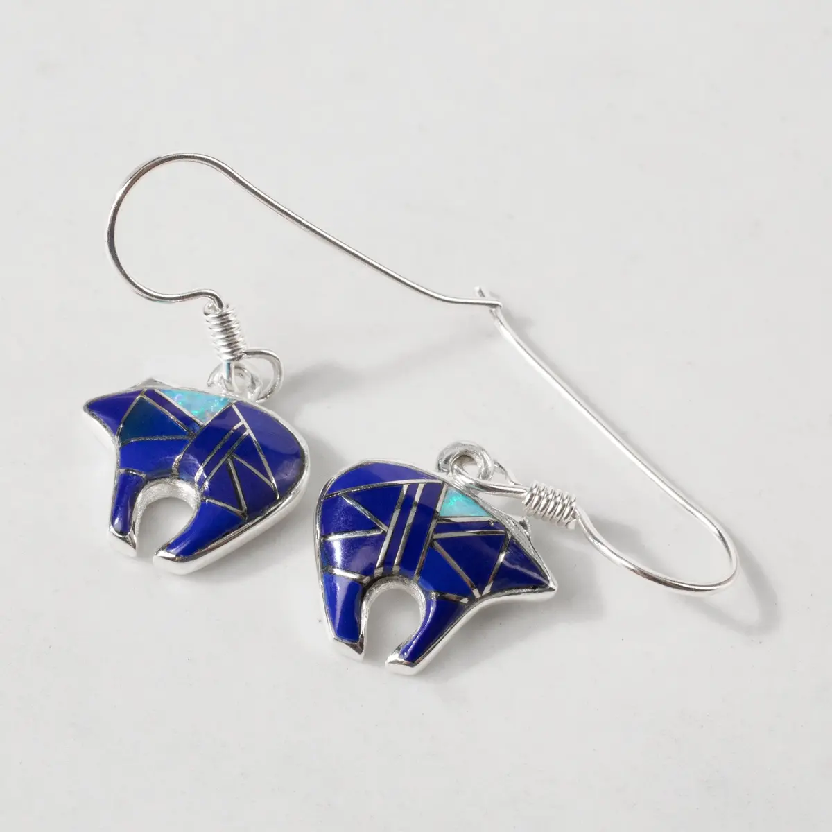 Lapis Bear 925 Sterling Silver Usa Handmade Earring With French Hook 1