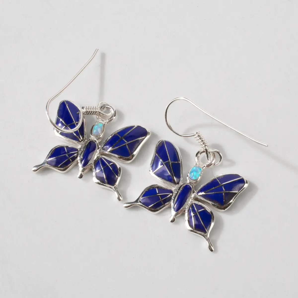 Lapis Butterfly 925 Sterling Silver Usa Handmade Earring With French Hook 1