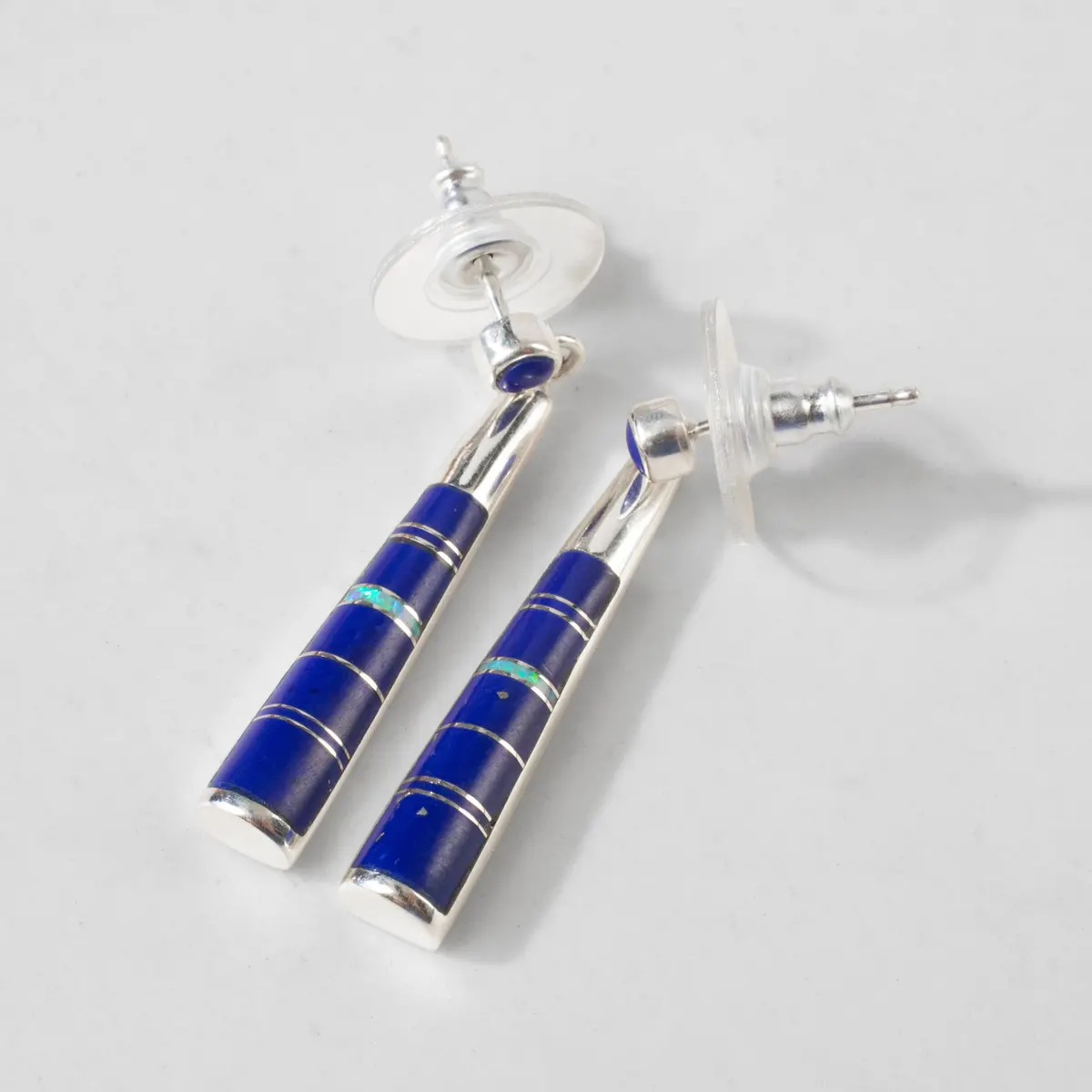 Lapis Dangle 925 Sterling Silver Usa Handmade Earring With Stud Backing 1