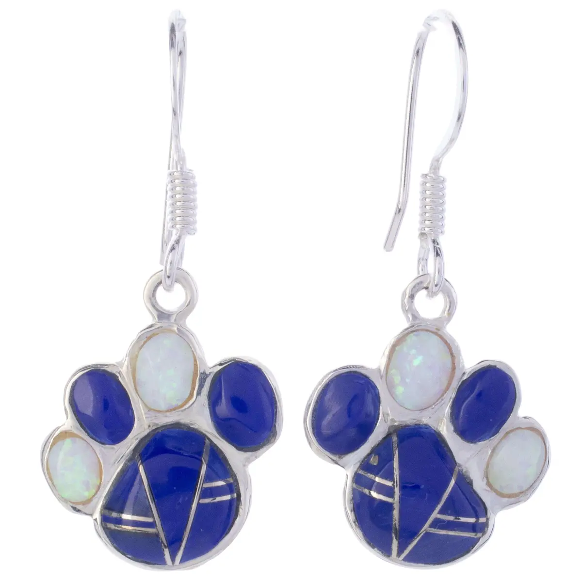 Lapis Dog Paw Dangle Usa Handmade 925 Sterling Silver Earrings With French Hook 1