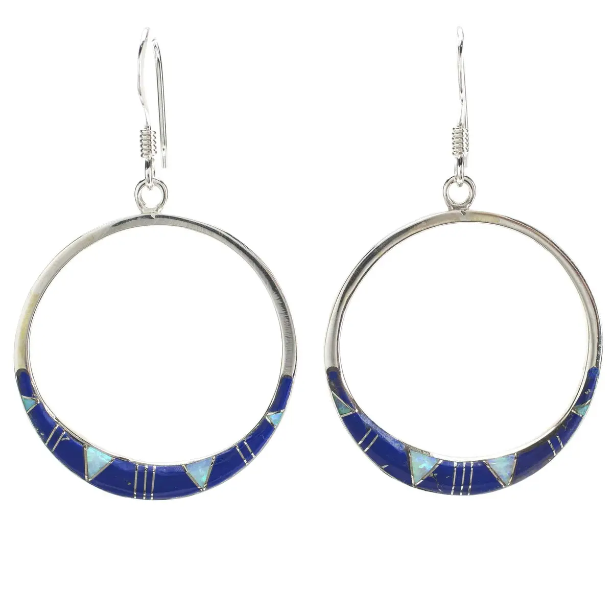 Lapis Hoop Usa Handmade 925 Sterling Silver Earring With French Hook 1