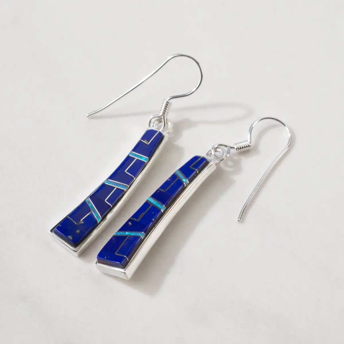 Lapis Rectangular 925 Sterling Silver Usa Handmade Earring With French Hook 1
