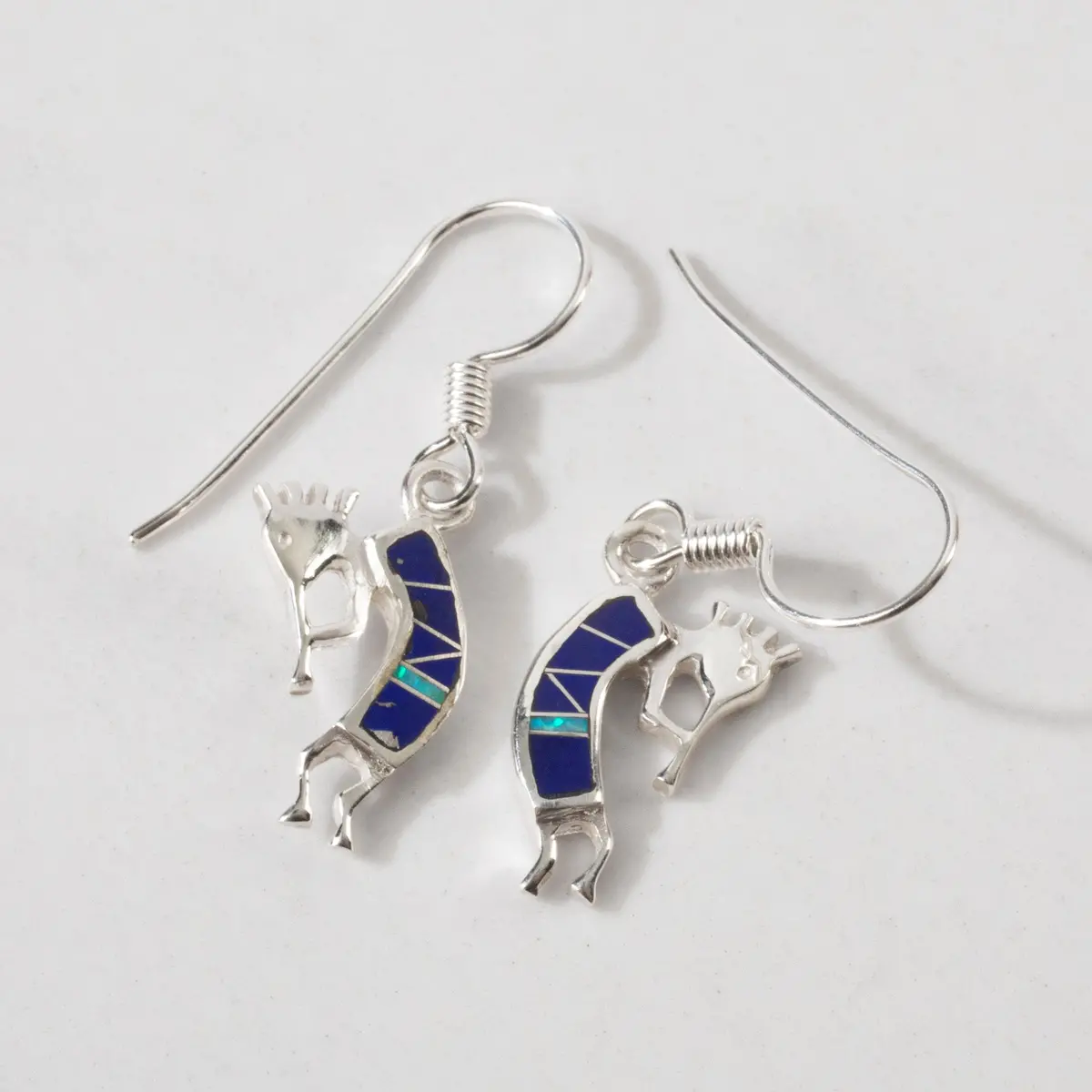 Lapis Small Kokopelli 925 Sterling Silver Usa Handmade Earring With French Hook 1