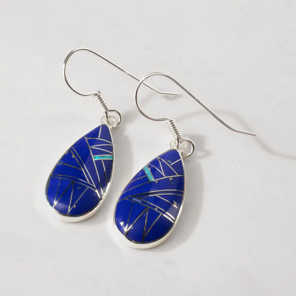 Lapis Tear Drop 925 Sterling Silver Usa Handmade Earring With French Hook 1