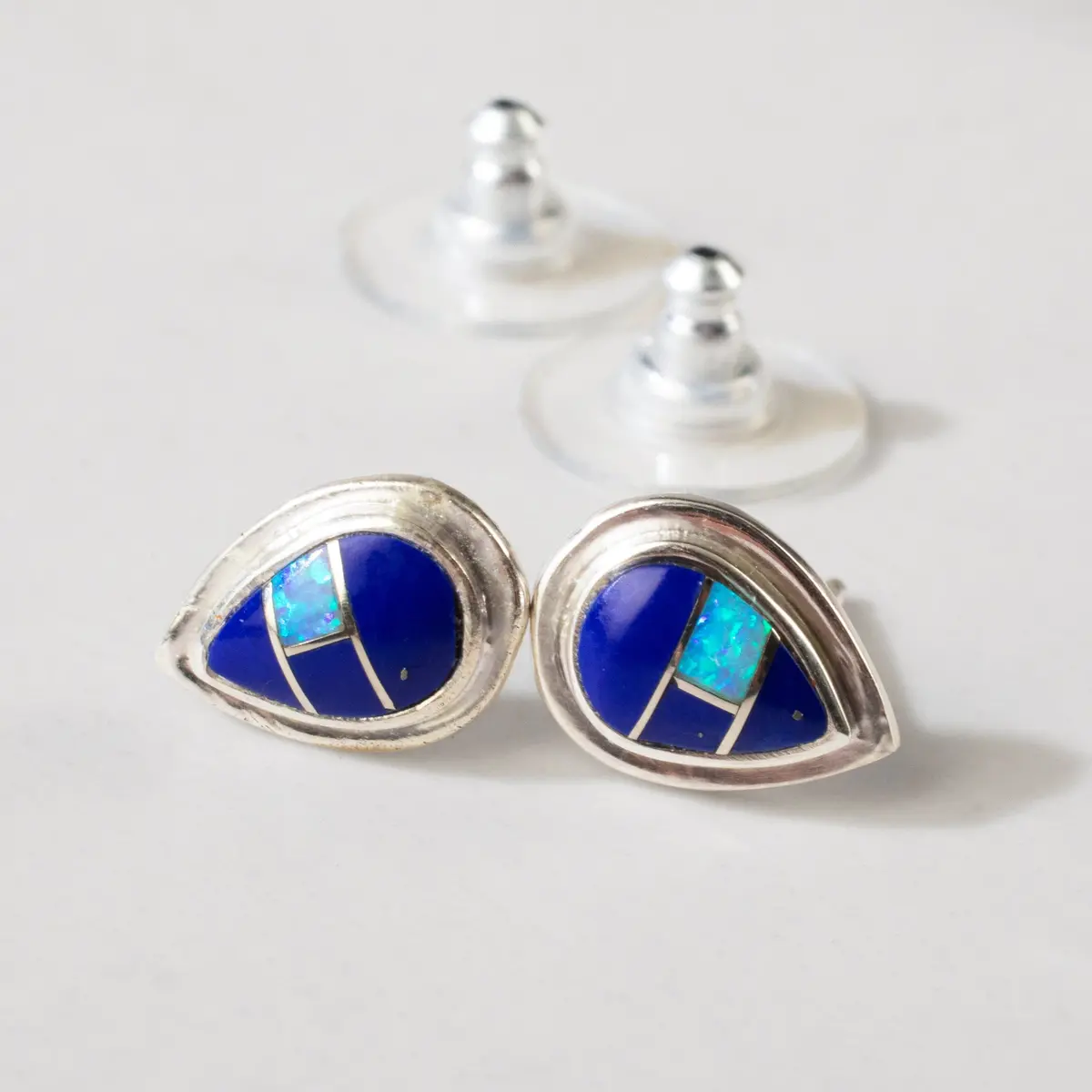 Lapis Teardrop 925 Sterling Silver Usa Handmade Earring With Stud Backing 1