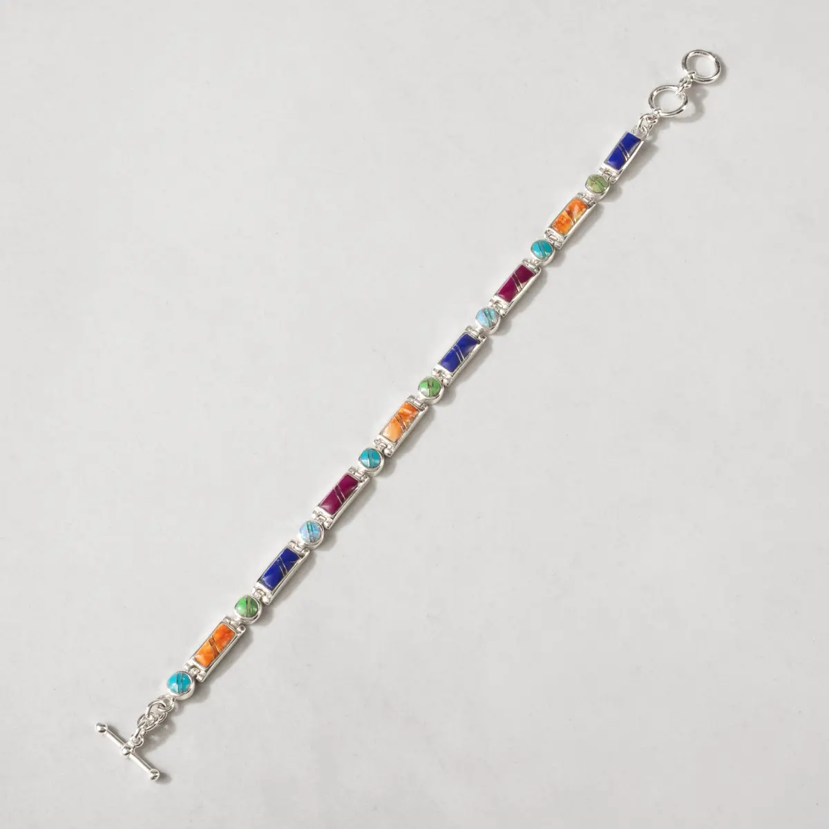 Multi Gem 925 Sterling Silver Usa Handmade Bracelet 1