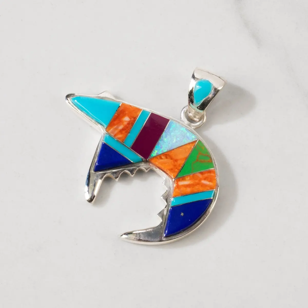 Multi Gem Bear 925 Sterling Silver Usa Handmade Pendant 1