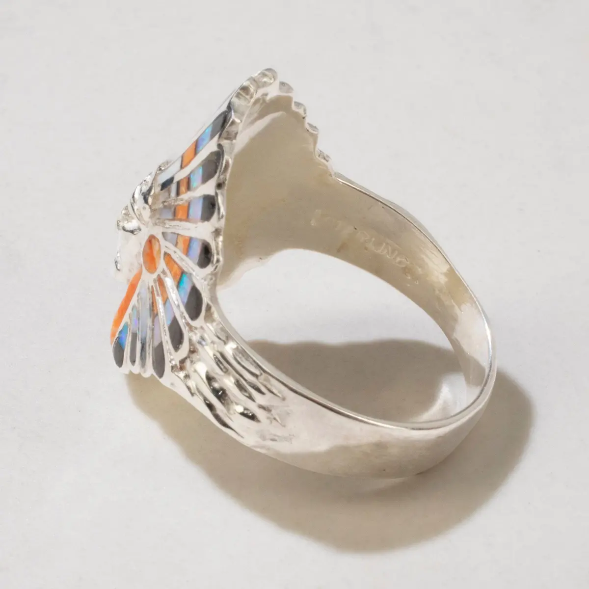 Multi Gem Chief Head 925 Sterling Silver Ring Usa Handmade With Laboratory Opal Accent 3