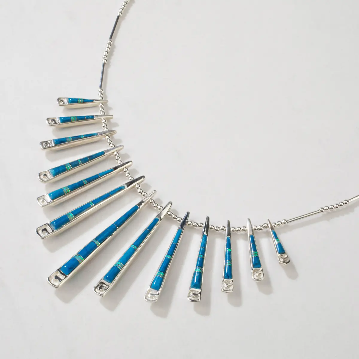 Multi Gem & Denim Lapis Reversible Usa Handmade 925 Sterling Silver Necklace 1