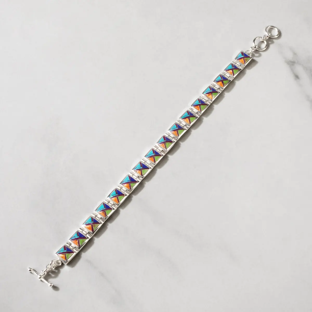 Multi Gem Square 925 Sterling Silver Usa Handmade Bracelet 1