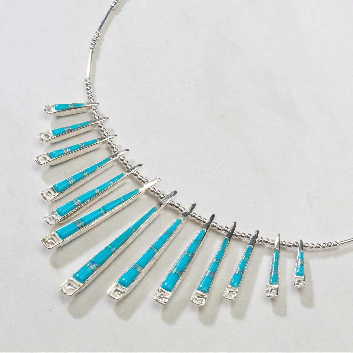 Multi Gem & Turquoise Reversible Usa Handmade 925 Sterling Silver Necklace 1