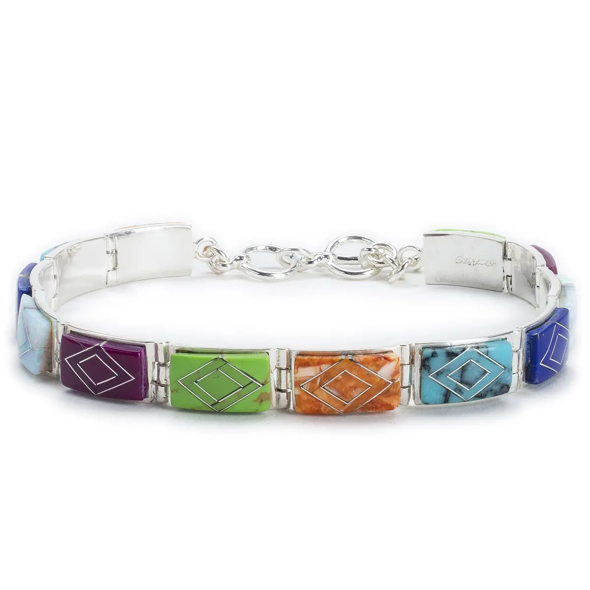 Multi Gemstone 925 Sterling Silver Bracelet Usa Handmade With Opal Accent 1