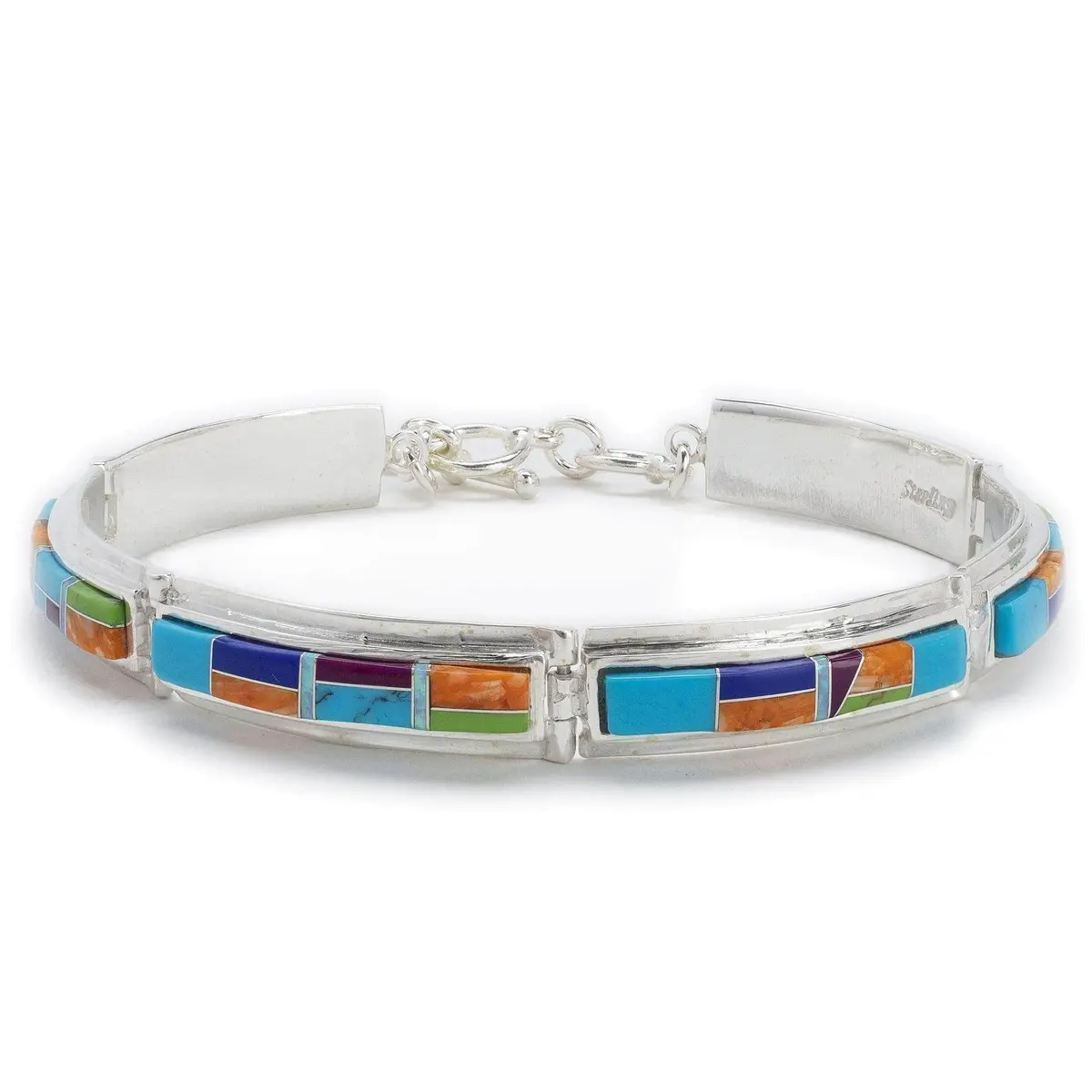Multi Gemstone 925 Sterling Silver Bracelet Usa Handmade With Opal Accent 1