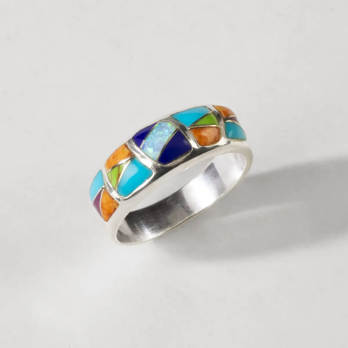 Multi Gemstone 925 Sterling Silver Ring Handmade With Laboratory Opal Accent 1