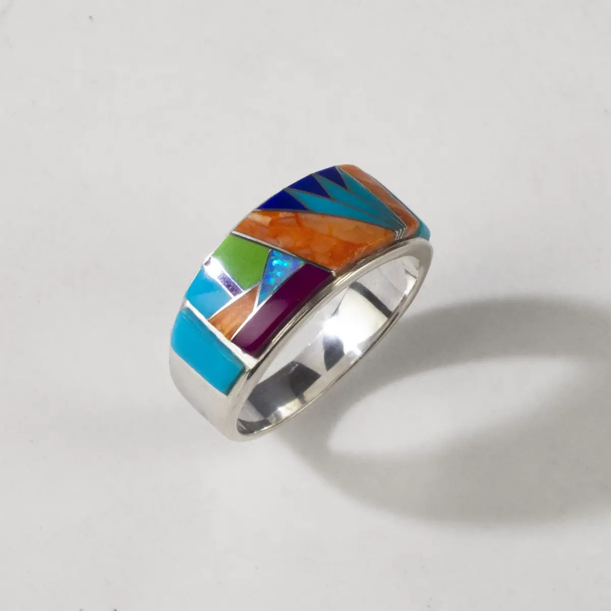 Multi Gemstone 925 Sterling Silver Ring Usa Handmade With Turquoise 1