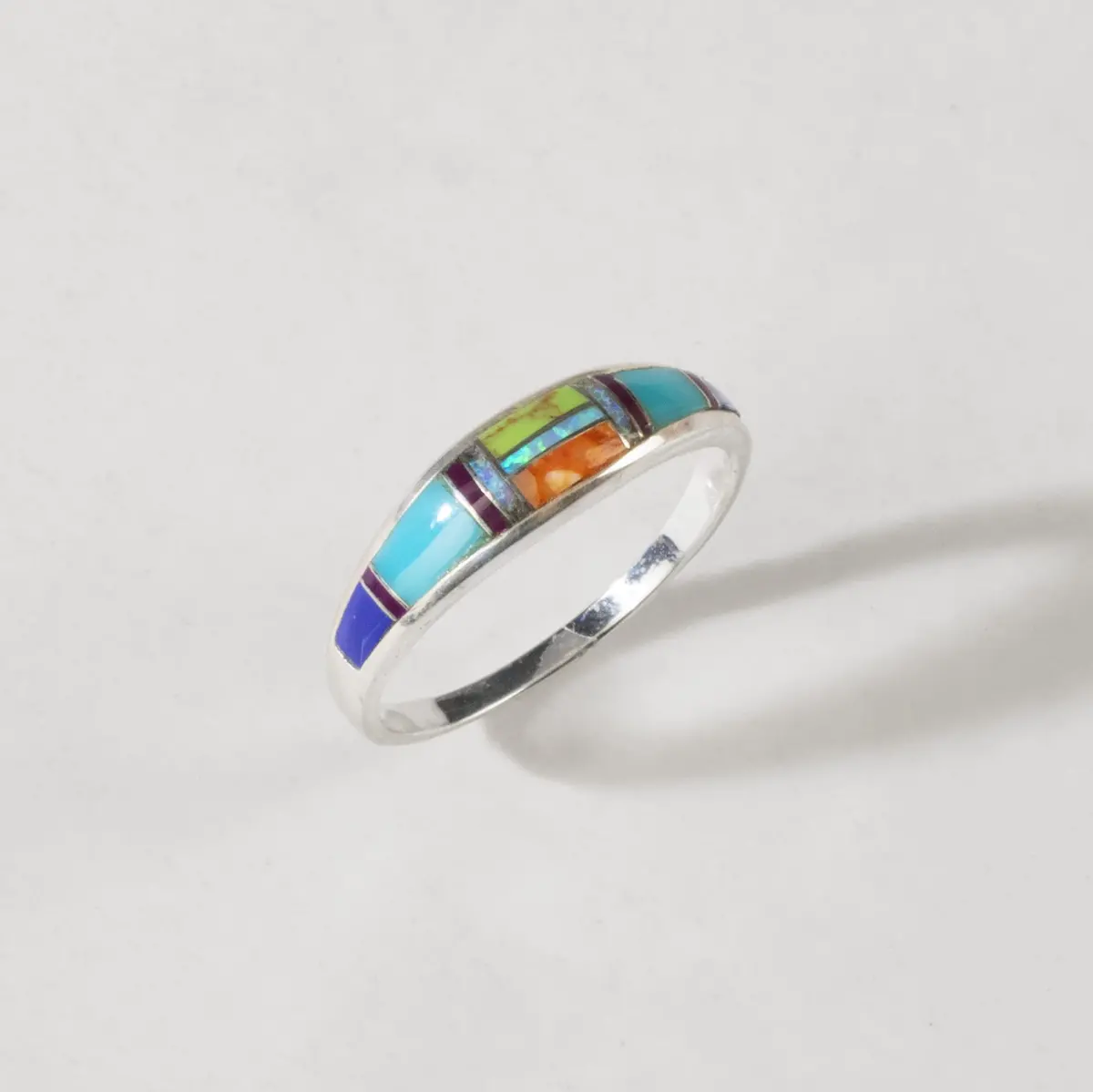 Multi Gemstone 925 Sterling Silver Ring Usa Handmade With Turquoise 1