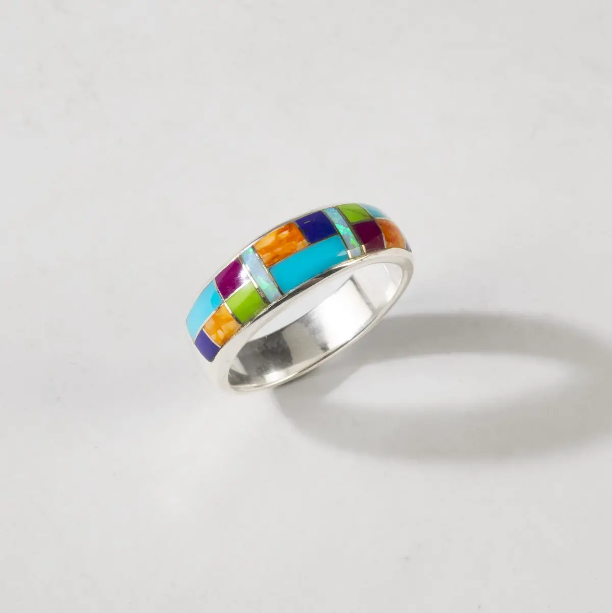 Multi Gemstone 925 Sterling Silver Ring Usa Handmade With Turquoise 1