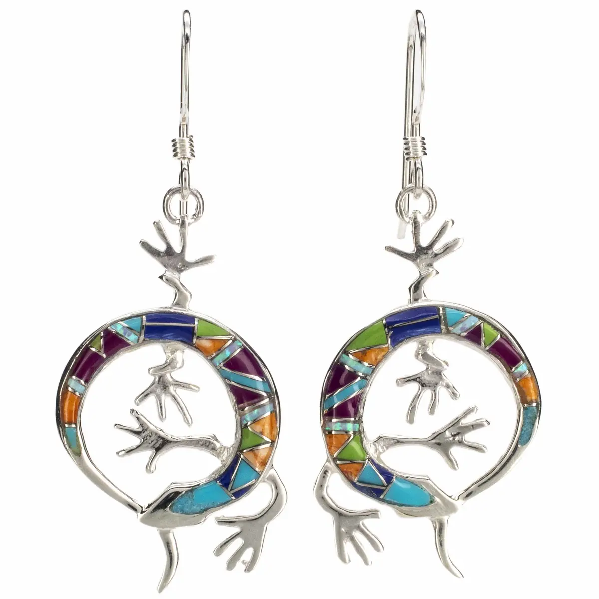 Multi Gemstone Usa Handmade With 925 Sterling Silver Earrings With French Hook Backing 1
