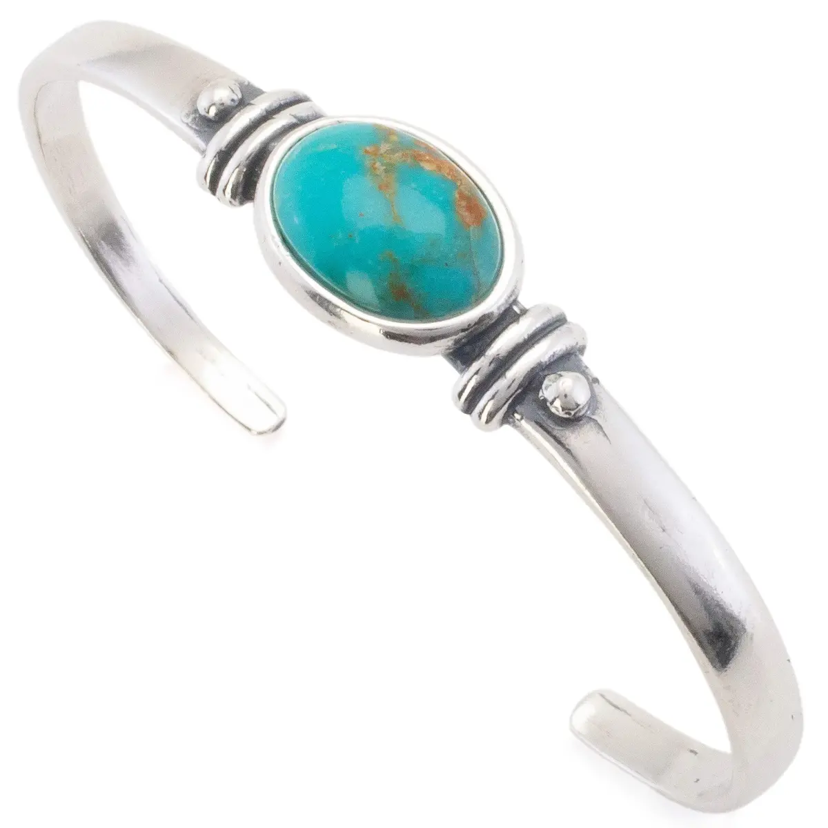 Oval Kingman Turquoise Usa Handmade 925 Sterling Silver Cuff 1
