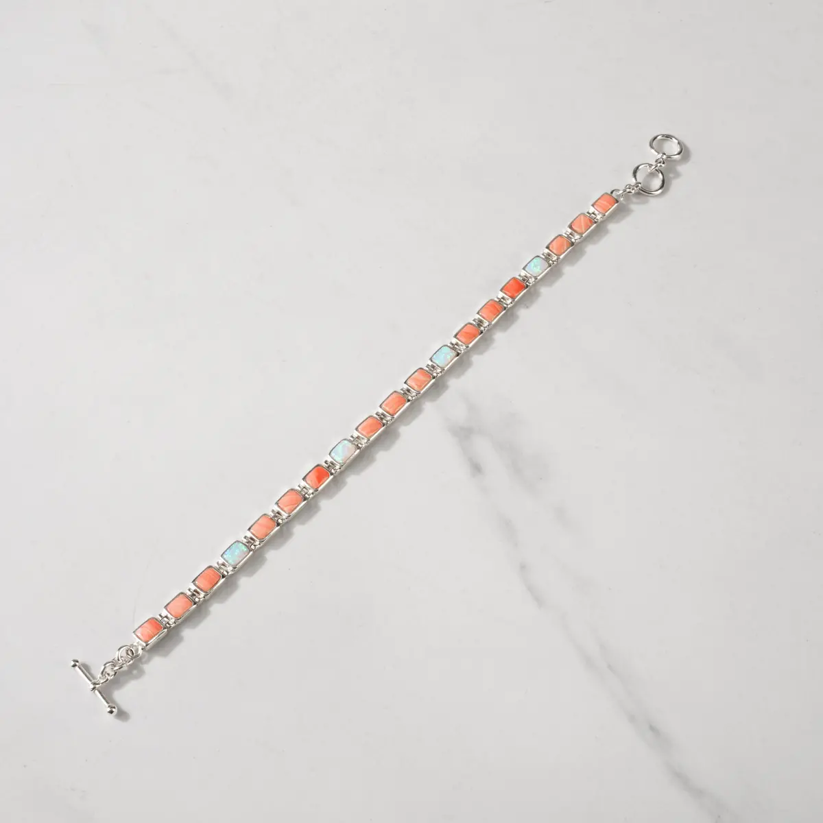 Pink Conch Shell 925 Sterling Silver Bracelet Usa Handmade With Opal Accent 1