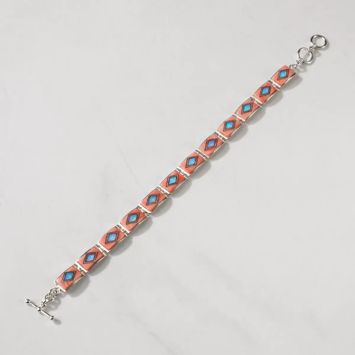 Pink Conch Shell 925 Sterling Silver Usa Handmade Bracelet 1