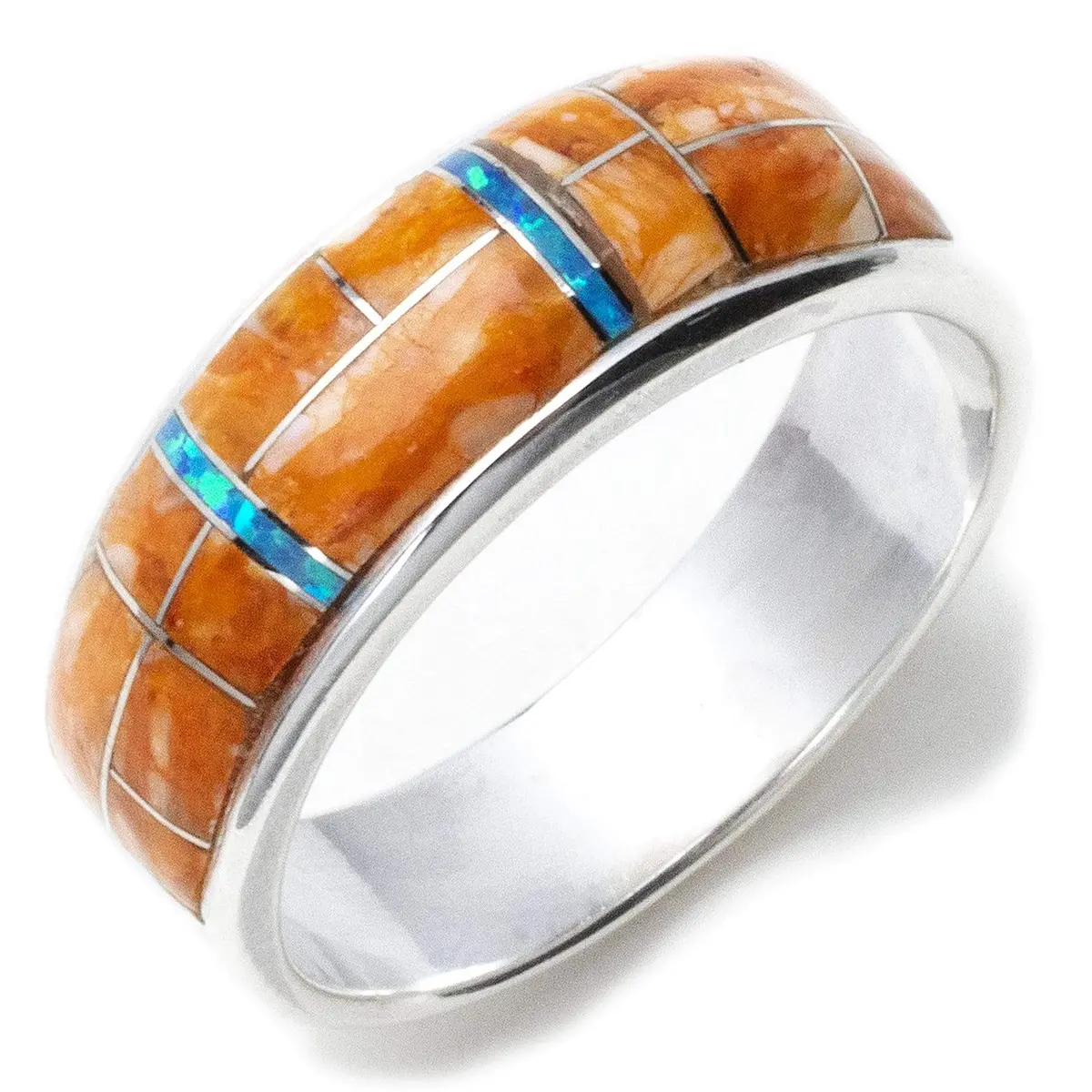 Spiny Oyster Shell 925 Sterling Silver Ring Usa Handmade With Labratory Opal Accent 1