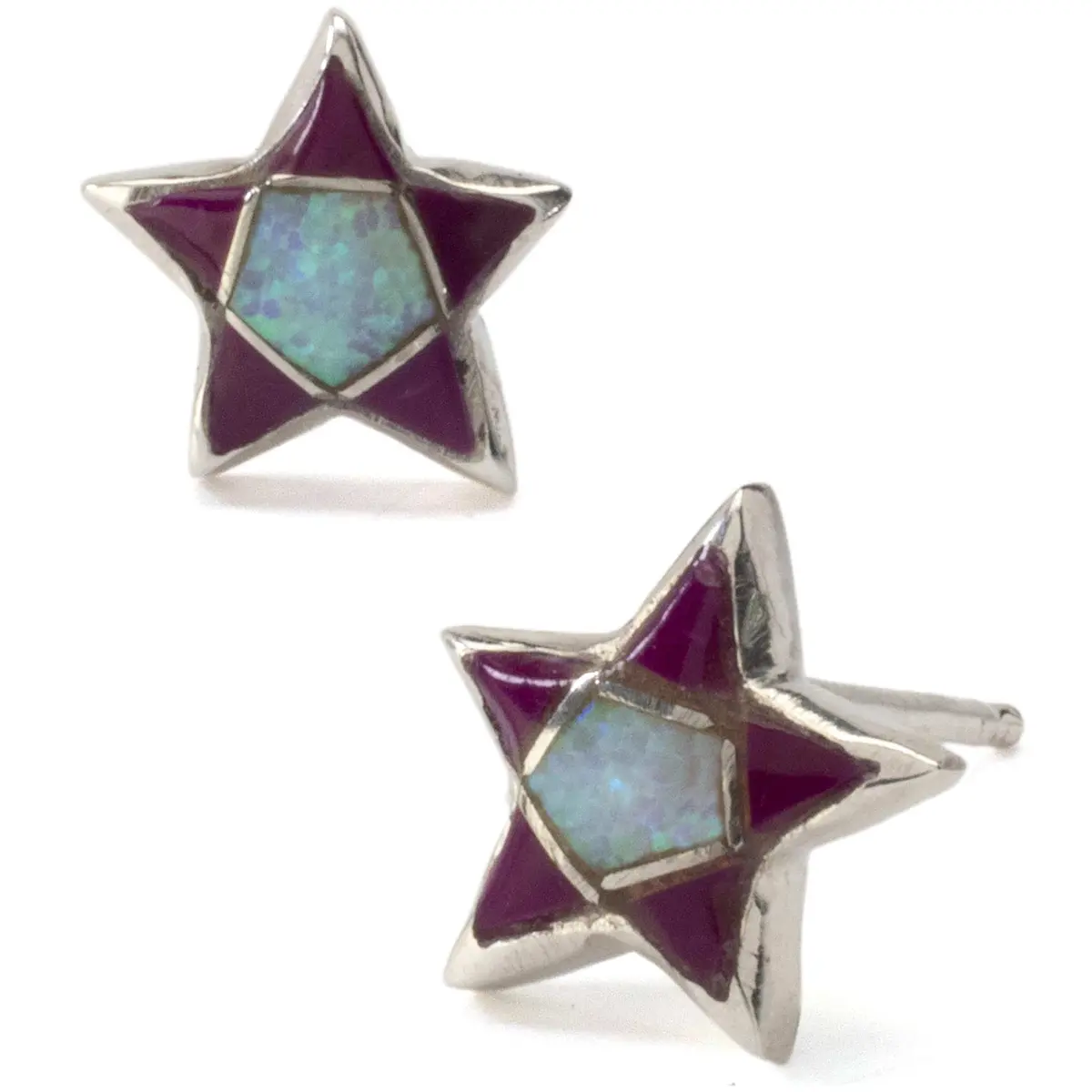 Sugilite Star Earrings Handmade With Sterling Silver And Opal Accent 1