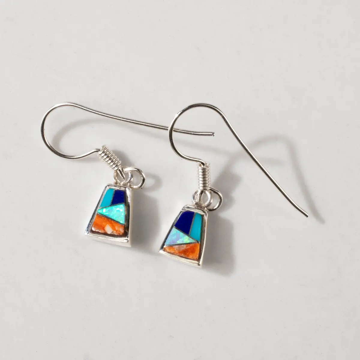 Trapizium Multi Gem 925 Sterling Silver Usa Handmade Earring With French Hook 1