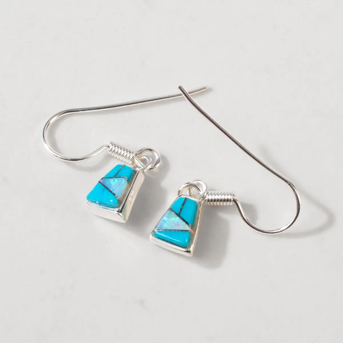 Trapizium Turquoise 925 Sterling Silver Usa Handmade Earring With French Hook 1