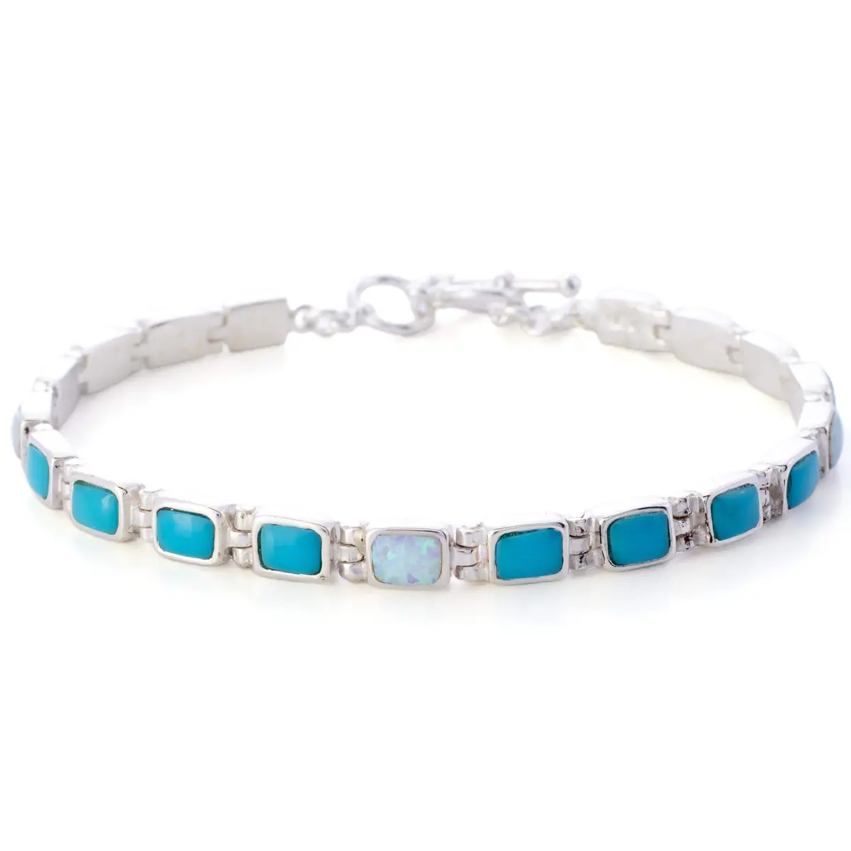Turquoise 925 Sterling Silver Bracelet Usa Handmade With Opal Accent 1