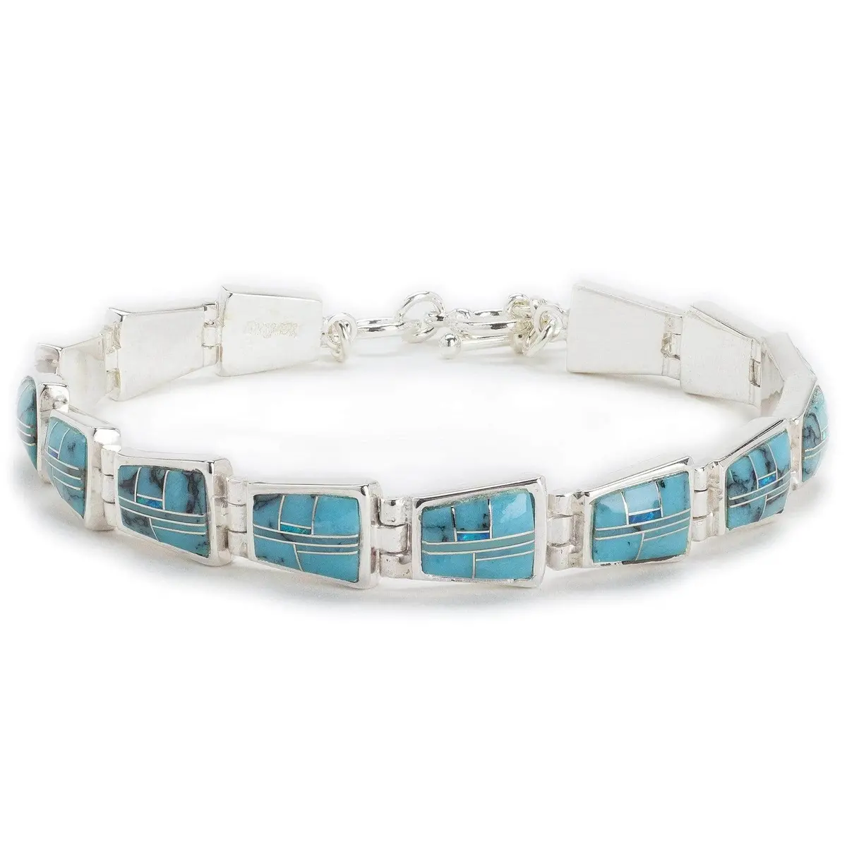 Turquoise 925 Sterling Silver Bracelet Usa Handmade With Opal Accent 1