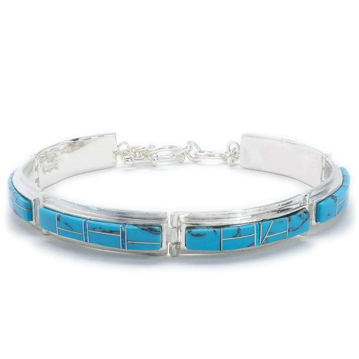 Turquoise 925 Sterling Silver Bracelet Usa Handmade With Opal Accent 1