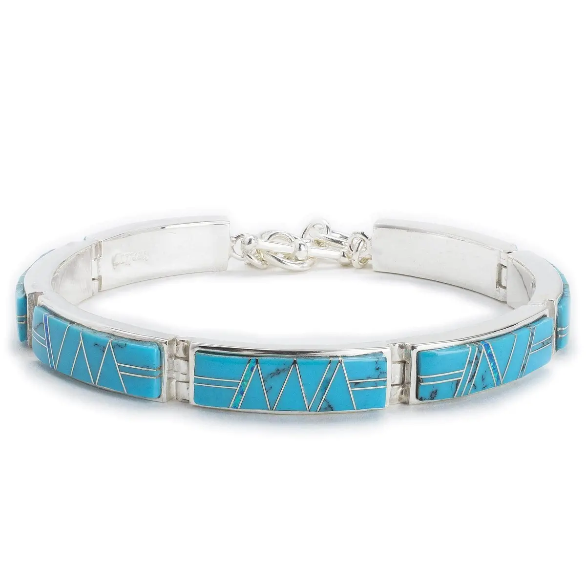 Turquoise 925 Sterling Silver Bracelet Usa Handmade With Opal Accent 1