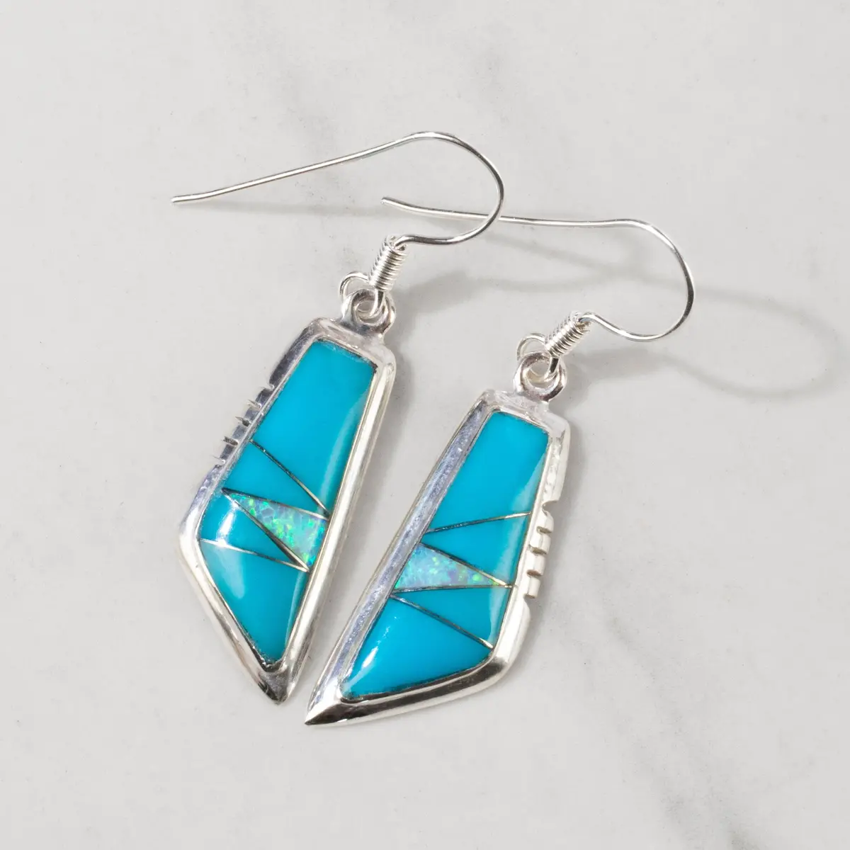 Turquoise 925 Sterling Silver Usa Handmade Earring With French Hook 1