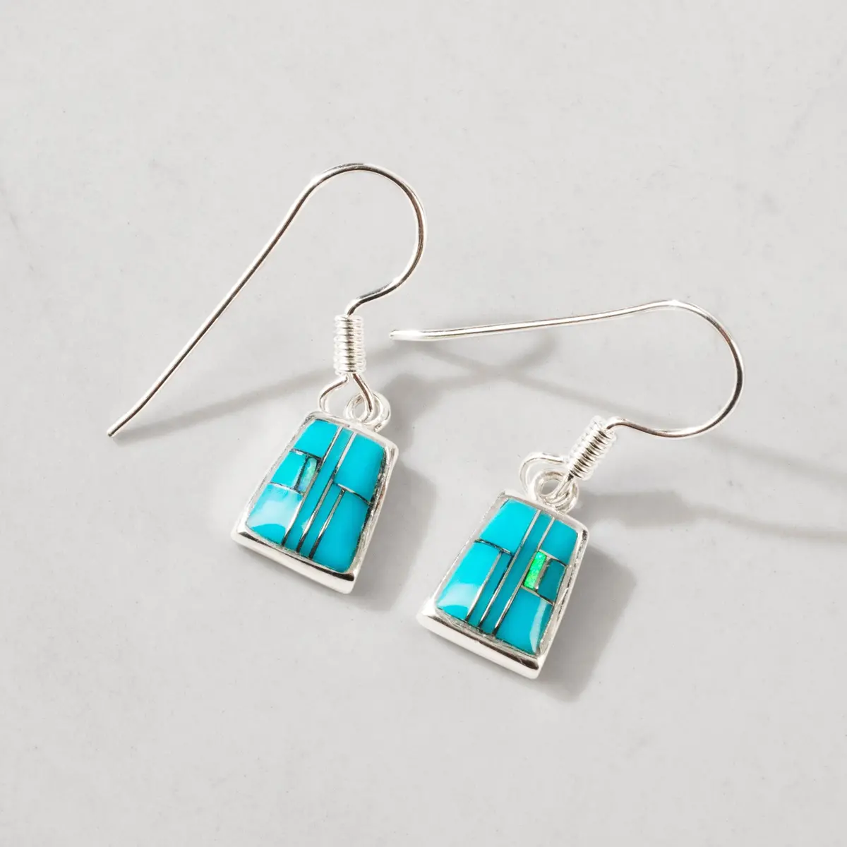 Turquoise 925 Sterling Silver Usa Handmade Earrings With French Hook 1
