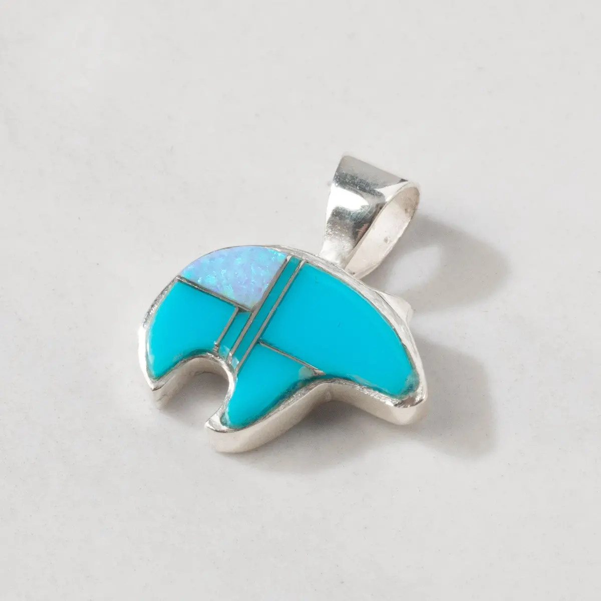 Turquoise Bear 925 Sterling Silver Usa Handmade Pendant 1